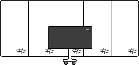 mobile flatscreen in front of a whiteboard wall