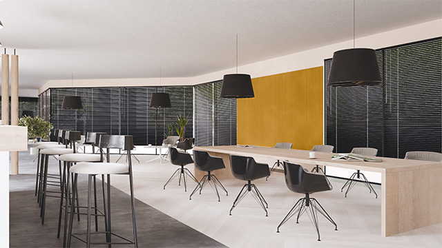 Un espace de bureau avec un Chameleon Sharp Wall Acoustics au mur