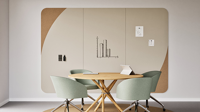 Chameleon Curve Wall Combi, Whiteboard Wand, Whiteboard, Trockenlöschtafel, Großes Whiteboard für die Wand, Randloses Whiteboard