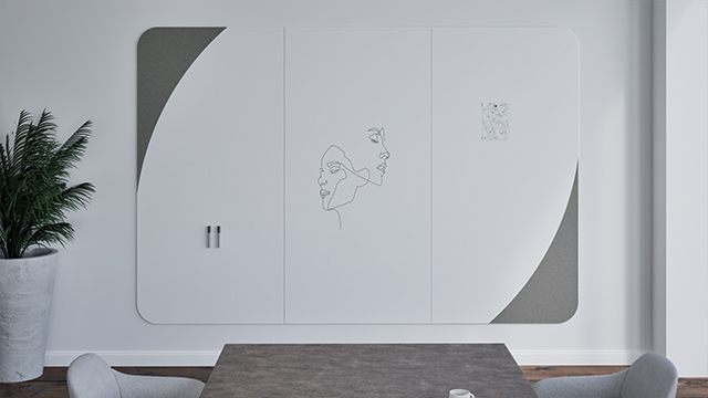 Chameleon Curve Wall Combi, Whiteboard Wand, Whiteboard, Trockenlöschtafel, Großes Whiteboard für die Wand, Randloses Whiteboard