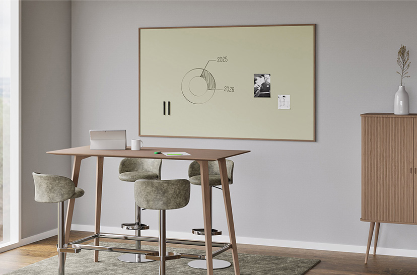 Chameleon Sharp Oak, Whiteboard, Whiteboard, Droog uitwisbaar bord, Groot whiteboard voor de muur, Randloos whiteboard
