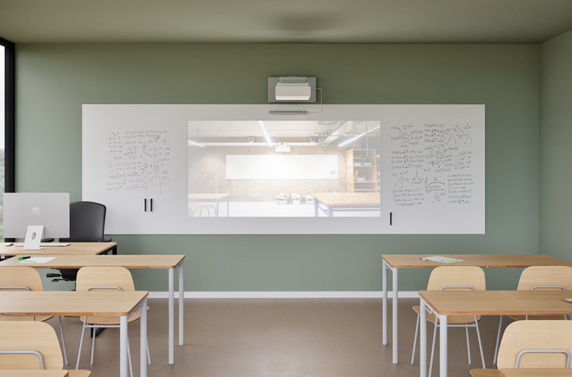 hybrid whiteboard, hybrid projection wall whiteboard, whiteboard with projector, whiteboard for education, matte whiteboard, whiteboard wall, seamless whiteboard, interactive whiteboard, projection wall, educational whiteboard