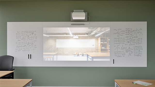 hybrid whiteboard, hybrid projection wall whiteboard, whiteboard with projector, whiteboard for education, matte whiteboard, whiteboard wall, seamless whiteboard, interactive whiteboard, projection wall, educational whiteboard