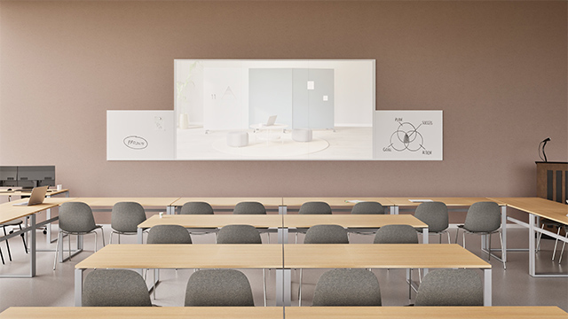 hybrid whiteboard, whiteboard met projectie, whiteboard wand met beamer, schrijfwand onderwijs, interactieve wand oplossing, whiteboard met touchscreen, projectiewand onderwijs, whiteboard en projectie combineren, schrijfwand kantoor, visuele wandoplossing, whiteboard met PET vilt combineren, Chameleon Hybrid Wall, multifunctionele schrijfwand, whiteboard voor grote groepen, presentatiewand onderwijs, whiteboard met indirect licht, whiteboard zonder reflectie, maatwerk schrijfwand, whiteboard en samenwerking, whiteboard voor vergaderruimte
