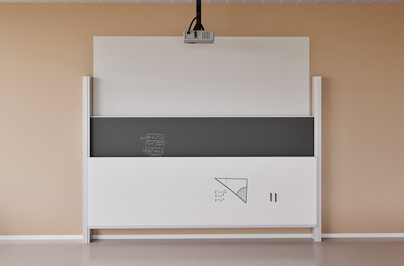 double column board, adjustable classroom whiteboard, interactive teaching board, sliding whiteboard education, chameleon column board, dual writing panels, vertical rail whiteboard, magnetic ceramic steel board