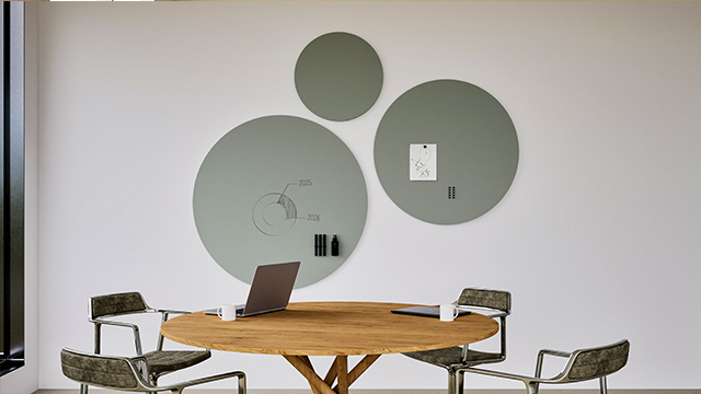 Chameleon Round, Whiteboard, Whiteboard, Trockenlöschtafel, Großes Whiteboard für die Wand, Randloses Whiteboard, Rundes Whiteboard Produkt