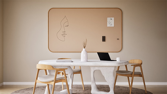 Chameleon Curve Oak, Whiteboard, Whiteboard, Trockenlöschtafel, Großes Whiteboard für die Wand, Randloses Whiteboard