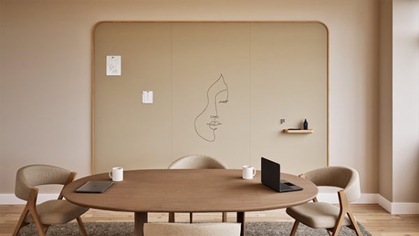 Chameleon Curve Wall Oak, Whiteboard Wall, Large Whiteboard, Dry Erase Board, Large Whiteboard for Wall, Frameless Whiteboard