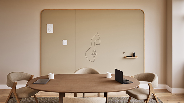 Chameleon Curve Wall Oak, Whiteboard, Whiteboard, Droog uitwisbaar bord, Groot whiteboard voor de muur, Randloos whiteboard