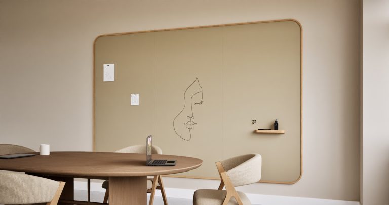 Chameleon Curve Wall Oak, Whiteboard, Whiteboard, Droog uitwisbaar bord, Groot whiteboard voor de muur, Randloos whiteboard, whiteboard wand kantoor