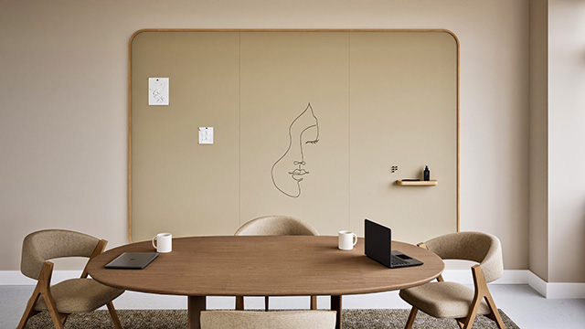 Chameleon Curve Wall Oak, Whiteboard, Whiteboard, Droog uitwisbaar bord, Groot whiteboard voor de muur, Randloos whiteboard