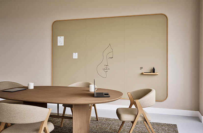 Chameleon Curve Wall Oak, Whiteboard Wall, Large Whiteboard, Dry Erase Board, Large Whiteboard for Wall, Frameless Whiteboard