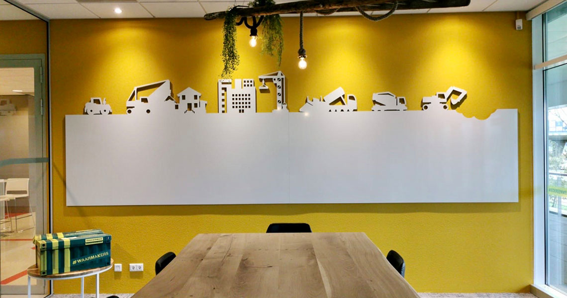 whiteboard wand op maat, maatwerk whiteboard wand, whiteboard muur op maat