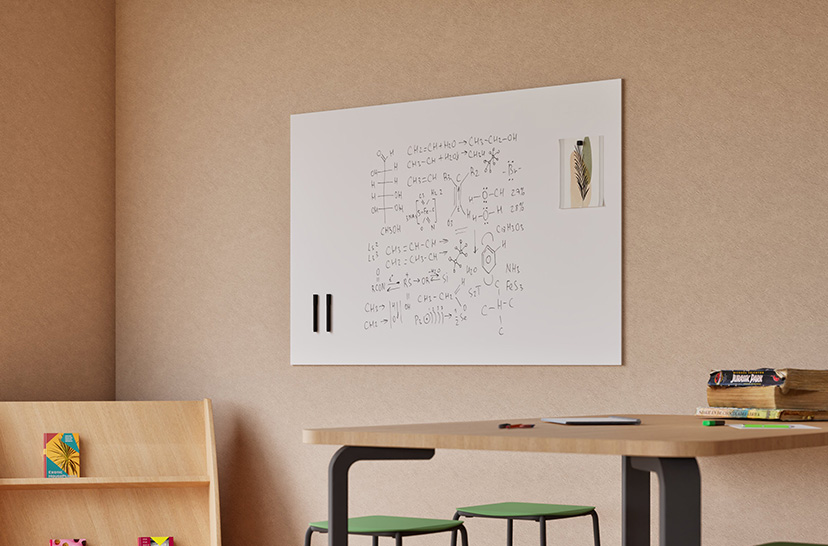 Sharp classroom whiteboard with a frameless finish