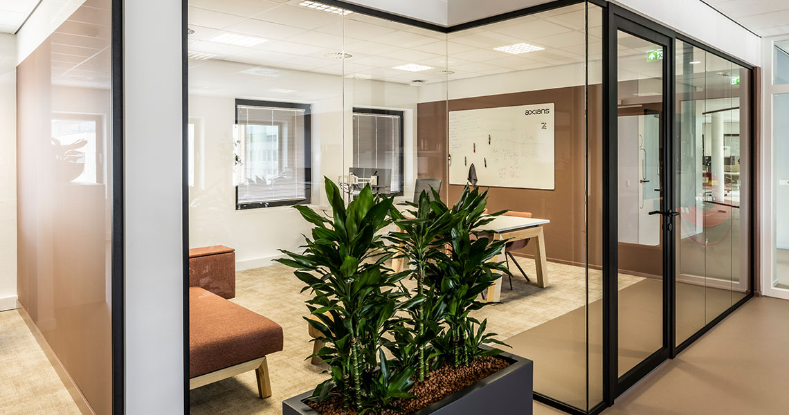 Small custom whiteboard in a glass-walled meeting room
