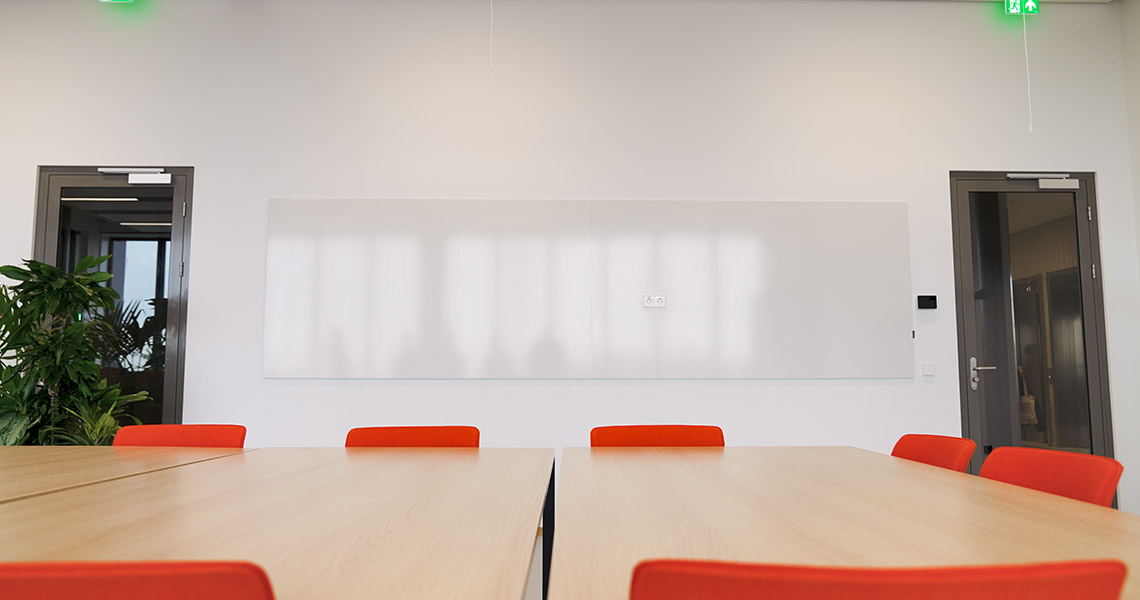 Design whiteboard shown in a neutral-toned interior scheme