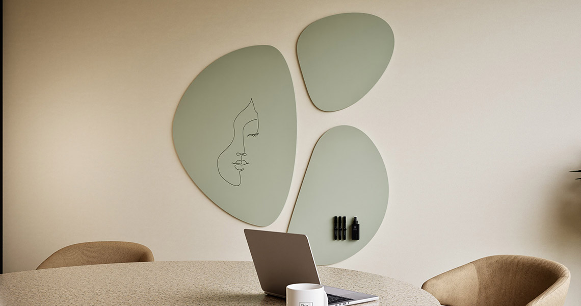 Design whiteboard in a boutique office lobby setting