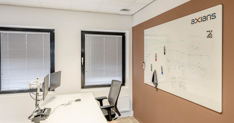 Large dry erase board set up for a training session
