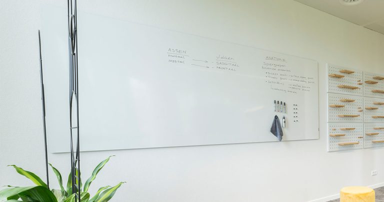 Large magnetic board installed in a meeting room used for planning