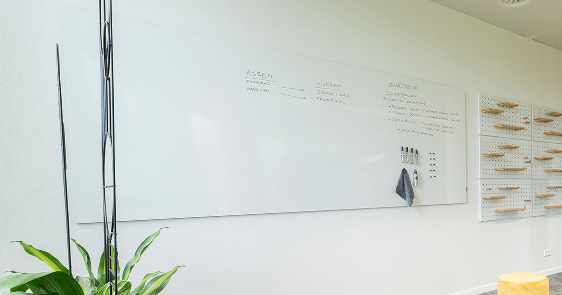 Large magnetic board installed in a meeting room used for planning