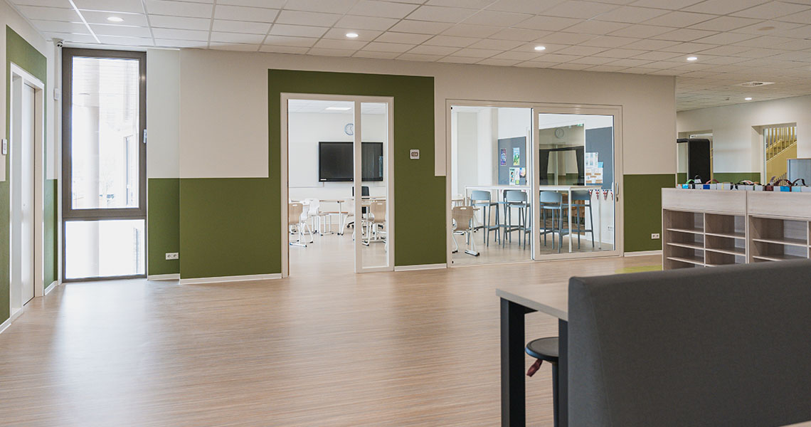Large classroom whiteboard installed in a lecture hall or teaching space