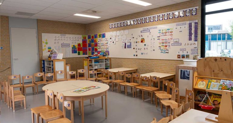 Large classroom whiteboard installed in a lecture hall or teaching space
