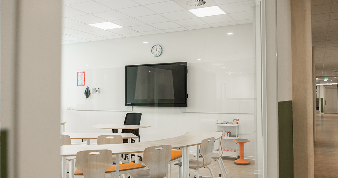 Classroom whiteboard in daily use in a school setting
