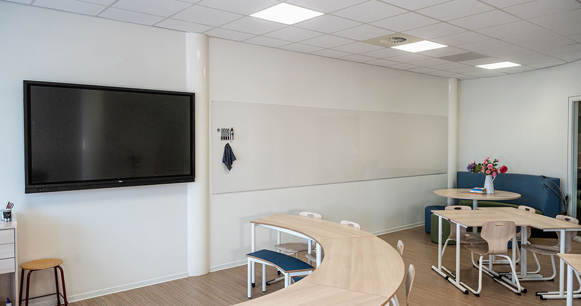 Classroom whiteboard in daily use in a school setting