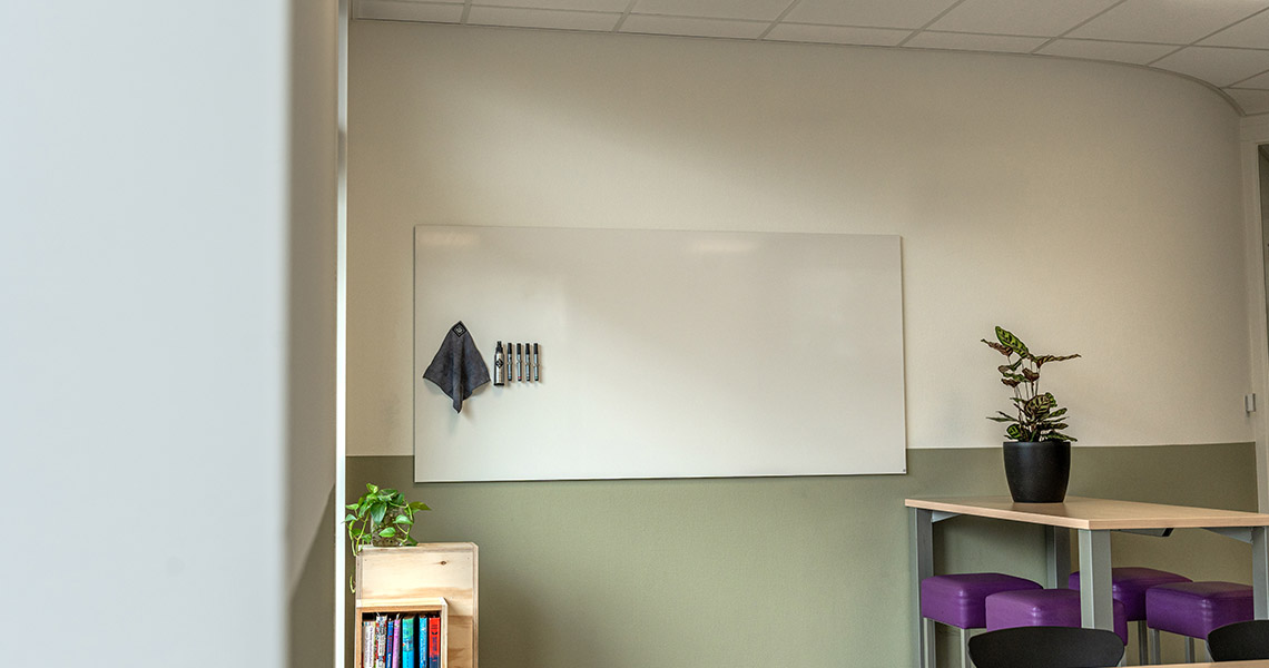 Classroom whiteboard in daily use in a school setting